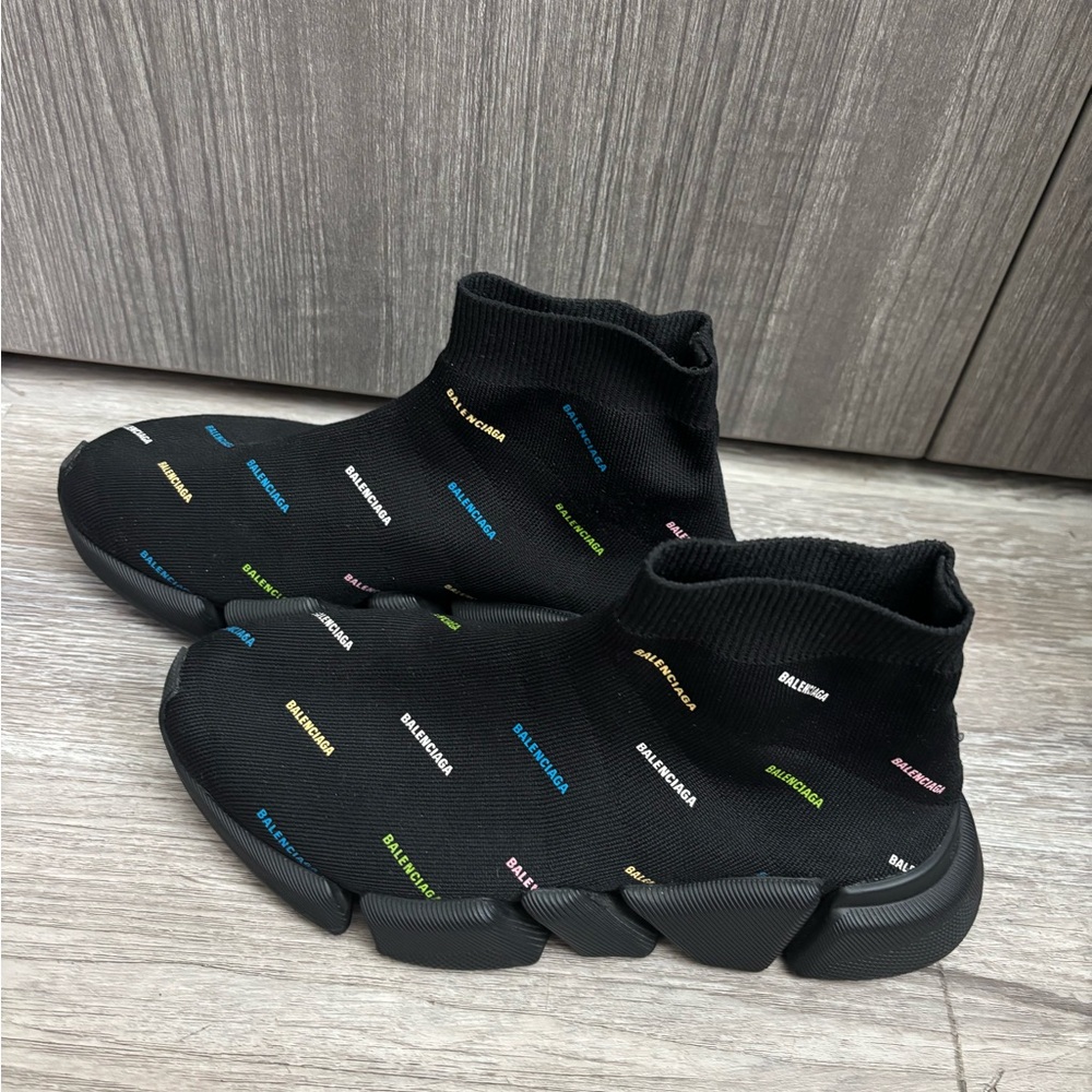 Balenciaga Women’s Speed 2.0 Allover Logo Sock Sneaker